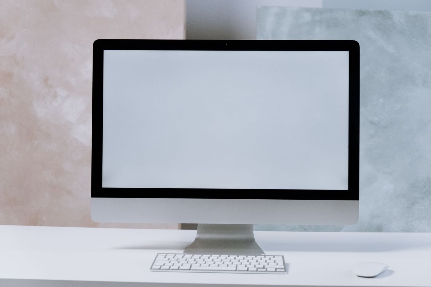 All-in-one desktop computer on a white desk