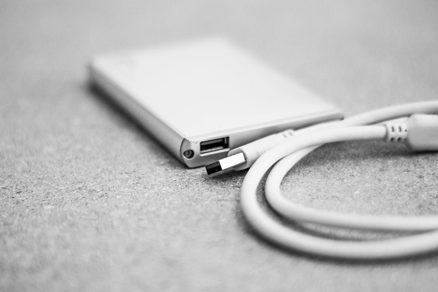 External USB storage drive with cable