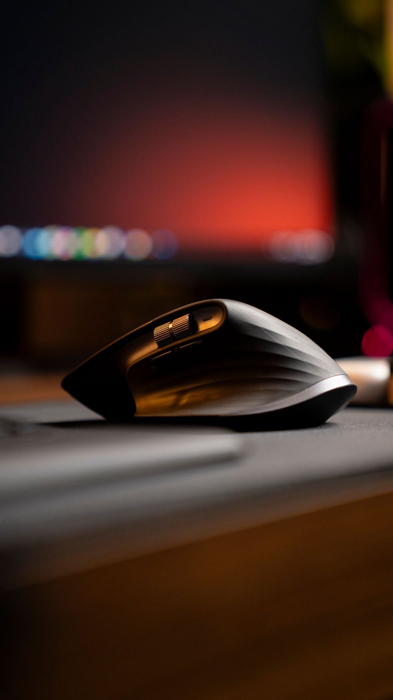 Ergonomic mouse on a desk