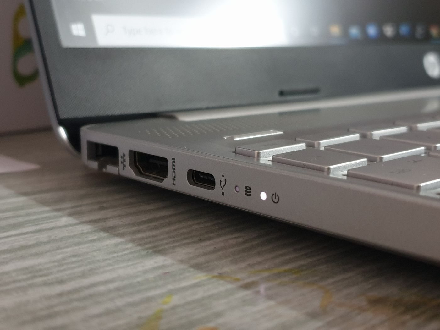 Side view of laptop ports