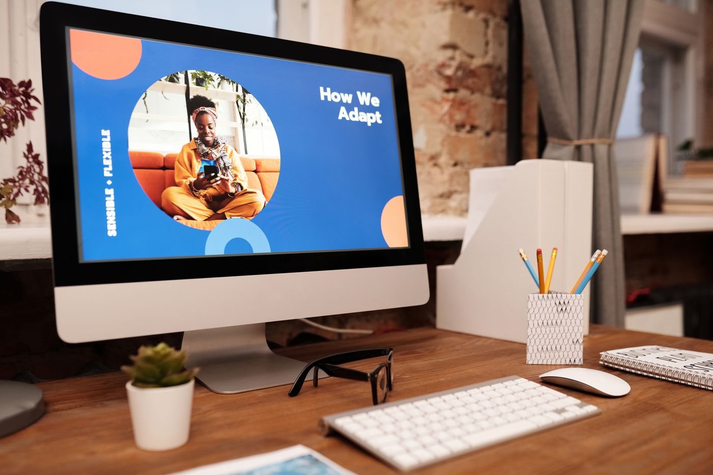Desktop monitor showing a presentation